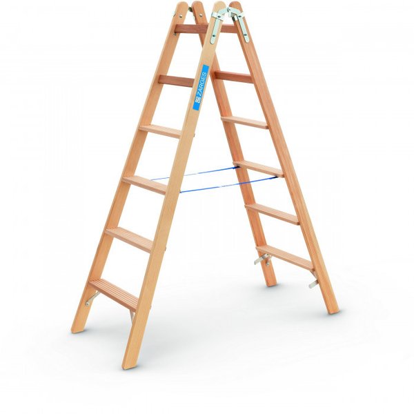 ZARGES Holz-Stufen-Stehleiter mit 2x7 Stufen